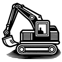 Construction excavator vector silhouette illustration isolated on white background