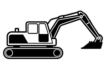 Construction excavator vector silhouette illustration isolated on white background