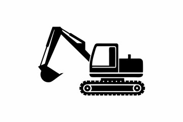 Construction excavator icon vector silhouette illustration isolated on white background