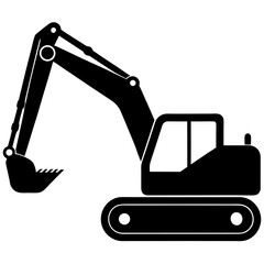 Construction excavator icon vector silhouette illustration isolated on white background