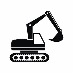 Construction excavator icon vector silhouette illustration isolated on white background