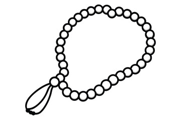 Tasbeeh prayer beads line art vector icon isolated on white background