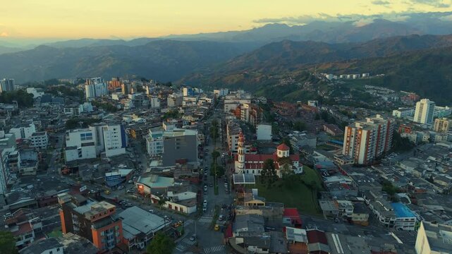 Aerial View Manizales Cathedral Replica Dolly Forward Shot