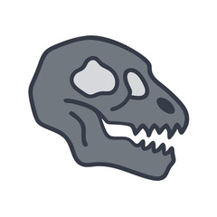 Human Skull Fossil Icon Representing Archaeological Discovery and Anthropology