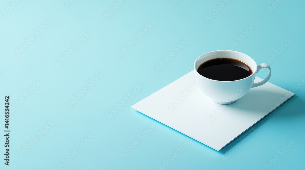 Aufkleber a smooth and empty creative workspace with a cup of coffee and a notepad, ready for brainstorming ne