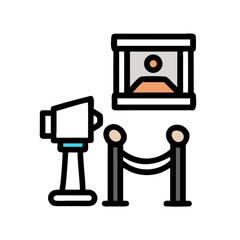 Museum Security Camera Icon Representing Surveillance and Visitor Safety