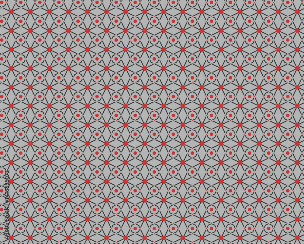 Poster this seamless vector design features a geometric red and white pattern with a floral textile texture