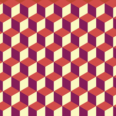 Seamless geometric design featuring colorful cubes and square mosaic texture