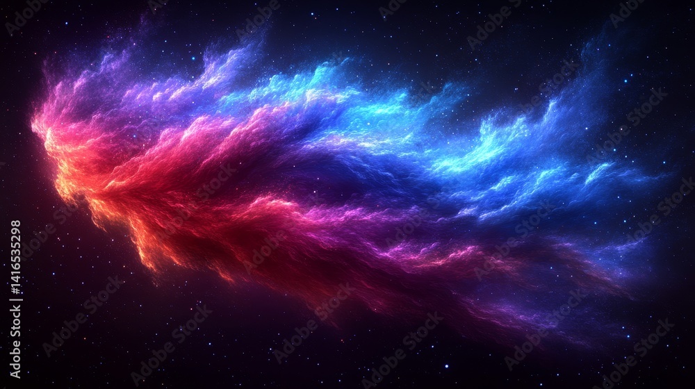 Poster abstract cosmic cloud with vibrant colorful nebula gas blending seamlessly to create a beautiful dee