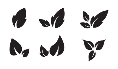 Set of leaf icons. Leaves icon. Leaves of trees and plants. Collection green leaf. Elements design for natural, eco, bio, vegan labels. Vector illustration.
