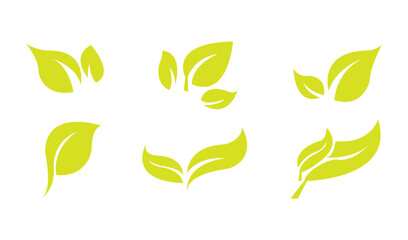 Set of green leaves, Leaves vector icon set, on white background EPS10