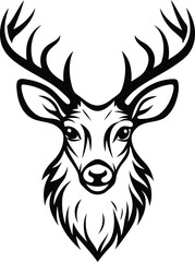 Deer Head decorative silhouette vector illustration, Deer Head premium quality vector logo icon design