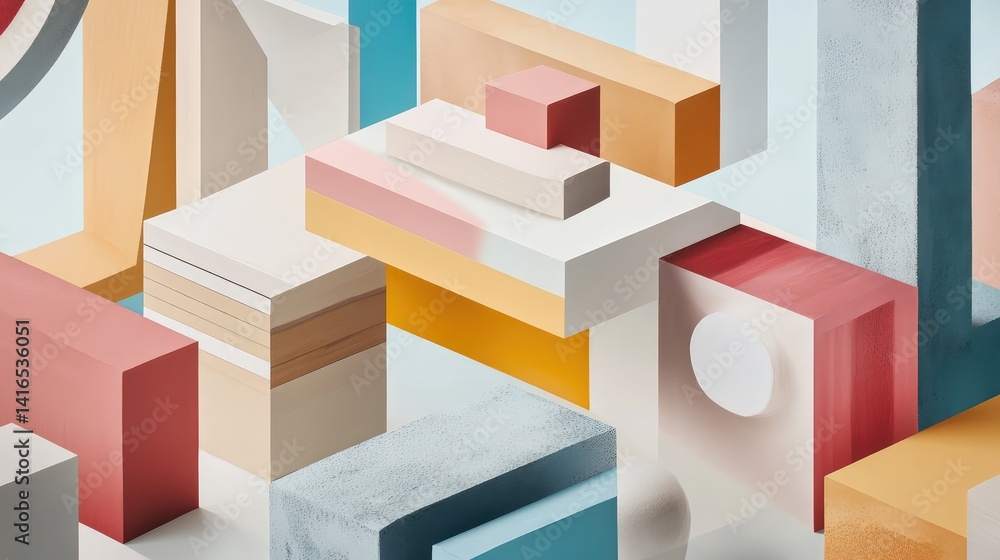 Poster bright, colorful building blocks arranged in an abstract pattern on a light background, symbolizing 