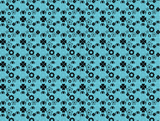 Abstract blue bubble seamless pattern design with floral and snowflake vector illustration for winter holiday decoration
