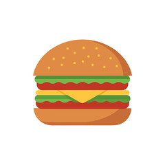Scandinavian Earth Toned Flat Burger Design on Transparent Background  