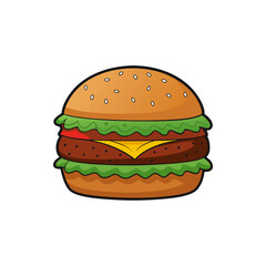 Gourmet Truffle Burger Sketchbook Illustration on Transparent Background  