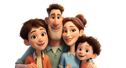 PNG Catoon 3d render of a happy family.