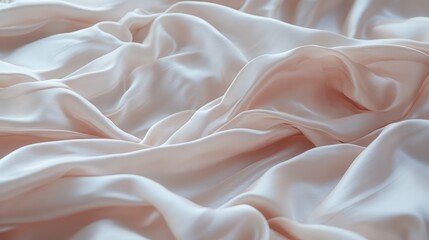 Obraz premium Close-up of gold satin fabric with rich folds and a gentle shimmer, creating an opulent and soft background for premium designs. Wide copy space, no text, no people.