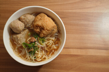 meatball noodles with tofu, typical Indonesian food