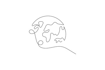One continuous line drawing of Earth vector illustration Earth globe one line art drawing map
