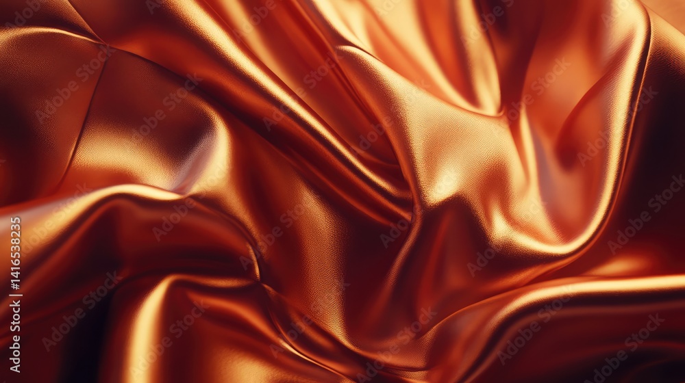 Poster elegant gold satin fabric draped in soft folds, creating highlights and shadows under warm light. sm