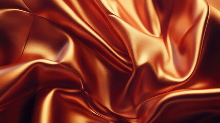 Obraz premium Elegant gold satin fabric draped in soft folds, creating highlights and shadows under warm light. Smooth luxurious texture with space.