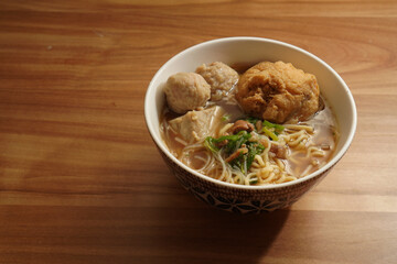 meatball noodles with tofu, typical Indonesian food