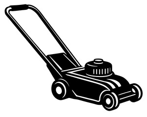 Lawn Mower vector silhouette illustration isolated on white background
