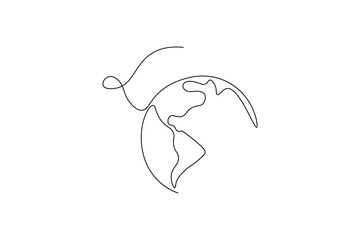 One continuous line drawing of Earth vector illustration Earth globe one line art drawing map
