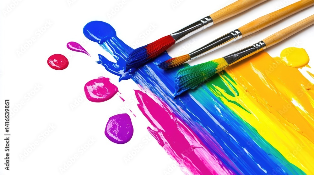 Poster fluid paint streaks of varying colors blending on a smooth white surface, symbolizing creativity and