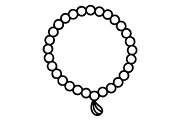 Obraz premium Tasbeeh prayer beads line art vector icon isolated on white background
