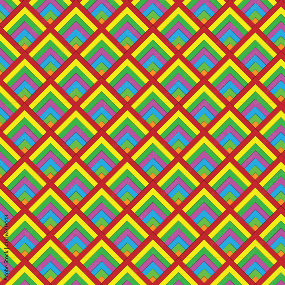 Poster seamless geometric vector pattern featuring pink diamond shapes and lines for a retro textile design