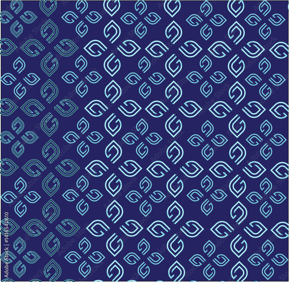Poster abstract blue circles and dots form a seamless pattern