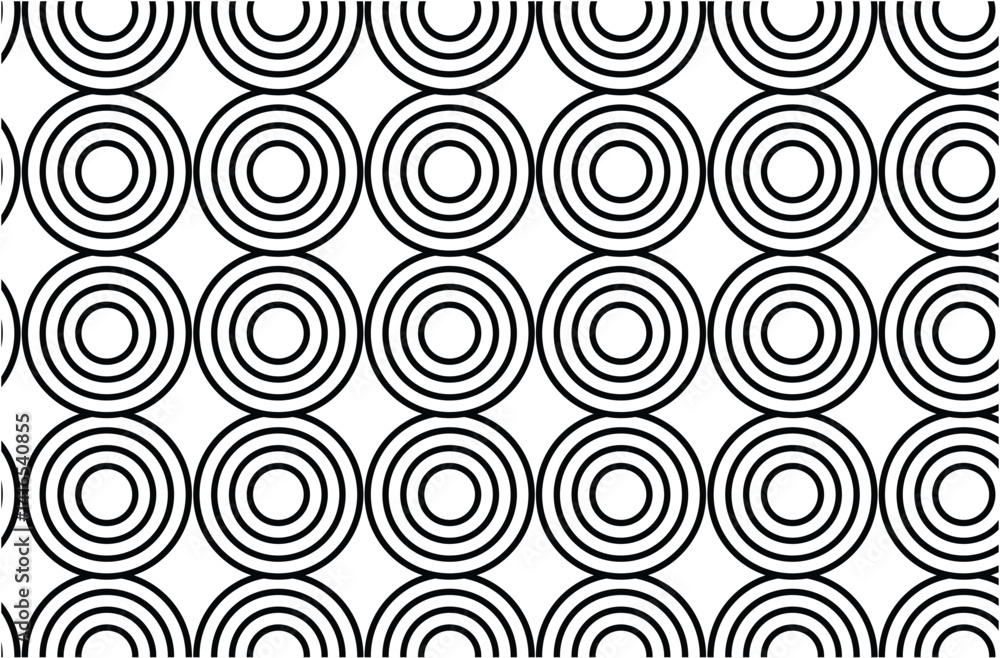 Aufkleber abstract black and white seamless pattern features a geometric design with round circle shapes, crea