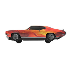 Obraz premium 3D Classic Muscle Car with Flame Design on White Background