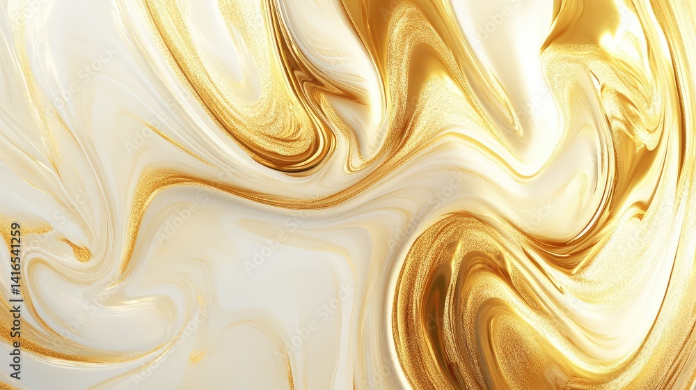 Poster gold on white abstract swirl pattern with flowing shapes and minimalism ideal for branding or text o