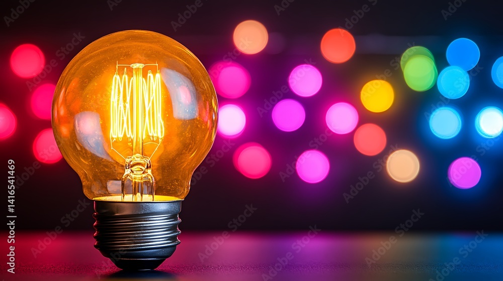 Poster illuminating idea: an enchanting glow radiates from an incandescent light bulb, casting a captivatin