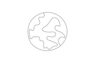 One continuous line drawing of Earth vector illustration Earth globe one line art drawing map
