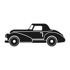 vintage sports car icon vector silhouette illustration isolated on white background