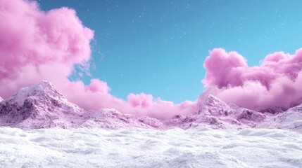 Fototapeta premium Dreamy pastel sky with soft pink and purple clouds peaceful ethereal background
