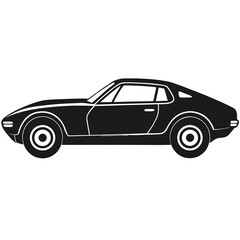 vintage sports car vector silhouette illustration isolated on white background