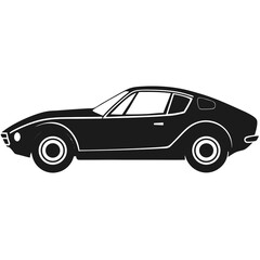 vintage sports car vector silhouette illustration isolated on white background