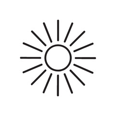 Doodle outlines of the sun Vector drawing of sunbeams Variety of sunbeams  white Background.