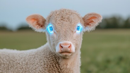 Fototapeta premium Cute calf with glowing eyes