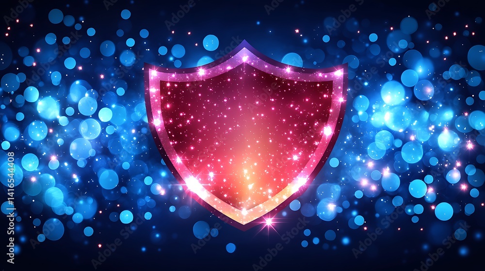 Aufkleber shield of protection: a mesmerizing depiction of a radiant shield, symbolizing defense and security 