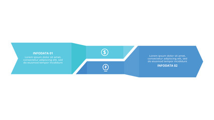 Workflow concept for infographic with 2 steps, options, parts or processes. Business data visualization.