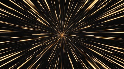 Radiant golden rays emerging from center on a black gradient background. Dramatic light burst with ample space.