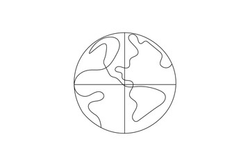 One continuous line drawing of Earth vector illustration Earth globe one line art drawing map
