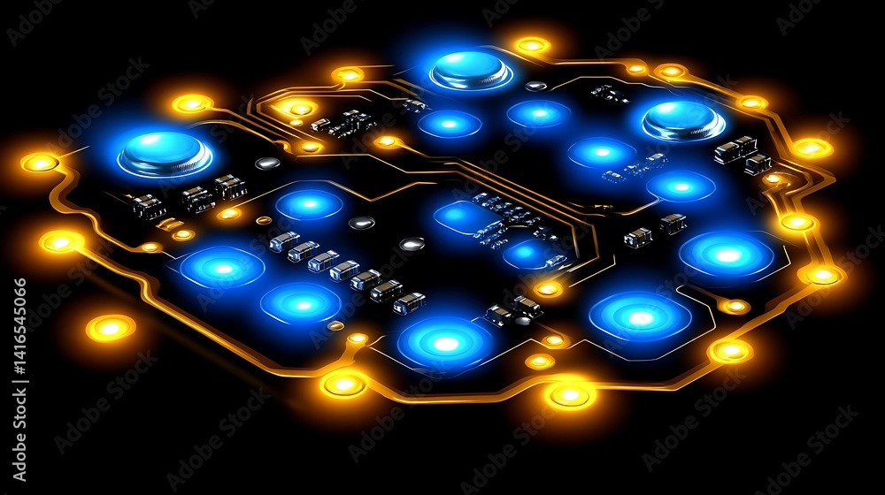 Poster digital circuit board: capturing the intricate beauty of technology, a circuit board radiates with g