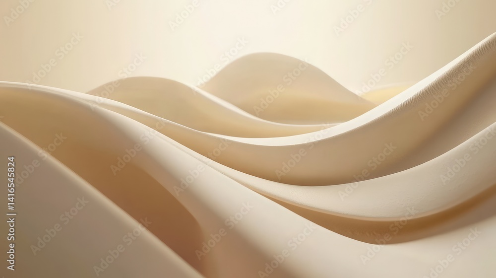 Aufkleber smooth cream satin background with flowing curves and high-end lighting for elegant visual texture a